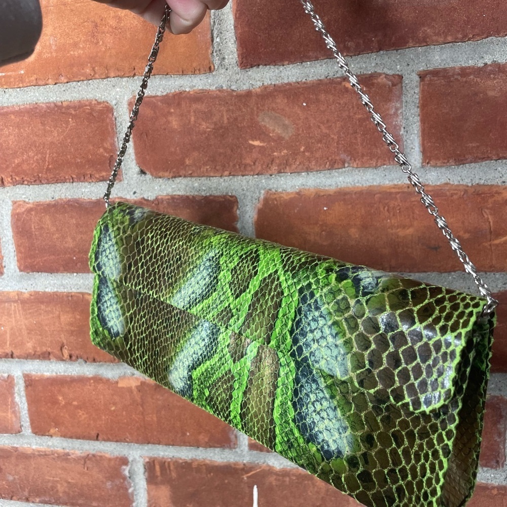 Vintage 90's green snake skin bag - Picture 6 of 12